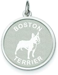 Sterling Silver Boston Terrier Disc Charm Pendant