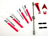 Full Set Replacement Parts for Syma S107 RC Helicopter, Main Blades, Tail Decorations, Tail Props, Balance Bar, -Red Set- by Syma