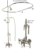 Vintage Nickel Clawfoot Tub Shower Systems, Antique Style Shower Systems, Bathroom Showers, Oval Rod Curtain Ring Shower Enclosures -New