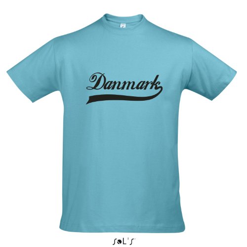 T-Shirt Dänemark Oldschool Danmark LÄNDERSHIRT EM / WM FAN Trikot S-XXL , Atoll blue – schwarz , L