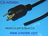 12FT Heavy duty power cord SJT 12/3 NEMA L6-20P to Blunt cut CS-A0049A
