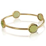 ELYA Designs 22K Yellow Gold Plated Bangle with Light Green Quartz Gemstone