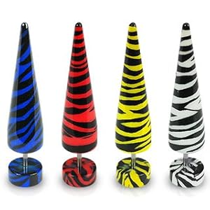 Yellow Tiger Print Acrylic Fake Taper - 16G - Sold as a Pair