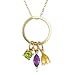 Yellow Gold Plated Sterling Silver Multi-Gemstone Dangle Circle Pendant, 18" image 2