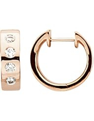 14K Rose Gold Diamond Hoop Huggy Earrings -- LIFETIME WARRANTY