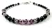 Jewelry : February Birthstone Silver Beaded Bracelet - Swarovski Crystals and Black Pearls
