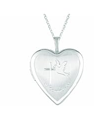 Sterling silver Heart Shaped Locket w/ cross dove Necklace