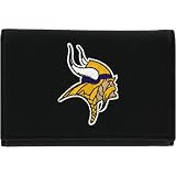 Minnesota Vikings Black Leather Tri-Fold Wallet with Embroidered Team Logo