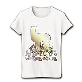 アルパカがみてる リブクルーネックTシャツ(ホワイト) L