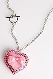 Tarina Tarantino - Tuxedo Lingerie Puff Heart Pendant Necklace (Pink)