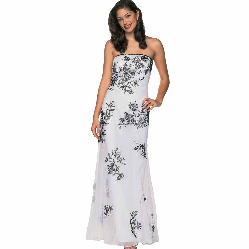 Strapless Evening Dress - Bridal, Wedding, Party, Formal Gown by Sean Collection (1641) White/Black