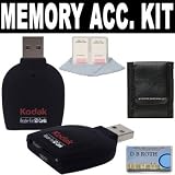 Kodak USB 2.0 Card Reader/Writer For SD/SDHC Memory Cards + Vivitar Memory Card Wallet + Memory Card Slot Cleaner For The Canon Powershot SX210 Digital Camera
