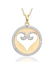 18k Gold Over Sterling Silver Heart-Stamp Circle Pendant