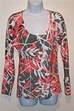 Pure Lime Women's Long Sleeve Printed Mesh Top Fitness Rose/White/Grey Medium