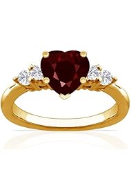 18K Yellow Gold Heart Cut Ruby Ring With Sidestones (GIA Certificate)