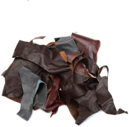 leather scraps Black brown from Garment Cutting - 2 Pound -Mostly Black Color - 100% Genuine Leather