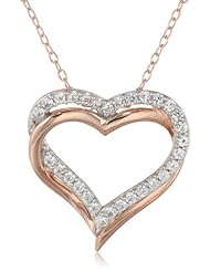 Sterling Silver Created White Sapphire Heart Pendant Necklace, 18"