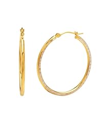 Bonded Sterling Silver and 14k Yellow Gold Hammered Hoop Earrings