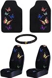 Monarch Butterfly Seat Covers Front Floor Mats Steering Wheel Cover 5-pc Set