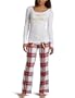Baby Phat Women's L/S Tee With Flannel Pj Pant,White,Medium