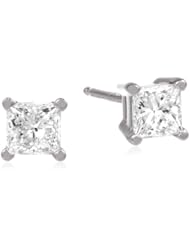 IGI Certified Platinum Princess Stud Earrings(1 Ctw, F Color, Vs2 Clarity)