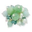 Sterling Silver Amazonite/Green Jade/FW Cultured Lt.Green Pearl Ring