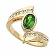 14K Yellow Gold Tsavorite (Green Garnet) and Diamond Ring