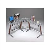 Mad Tech 33.5x65.5x62.5 Clear Glass Panel & Steel Frame Computer Office Des ....