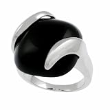 Sterling Silver Cushion-cut Black Onyx Ring
