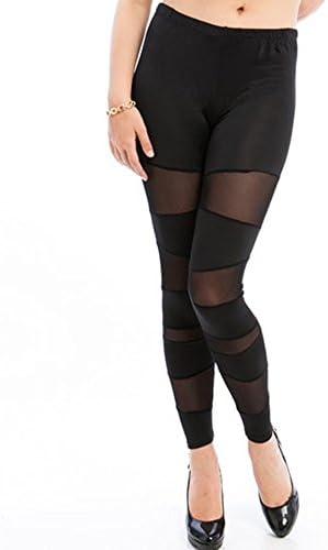 P7 - Plus Size Sexy Mesh Panels Stretchy Tights Pants Leggings Black (3X)