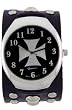 Extra Large Cross Leather Wide Band Trendy Fashion Design Steel Dial Gothic Punk Biker Wristband Watch