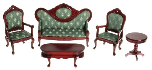 Childrens Toyshop  Toys : Victorian Living Room Set 5 Pc Mahogany 1" Scale