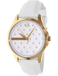 Armani Exchange White Dial White Leather Ladies Watch AX5207