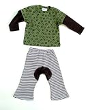 Organic Cotton Baby Wa-Tee Green Tea & Temple Brown Monkey Pants Set 0-6 month