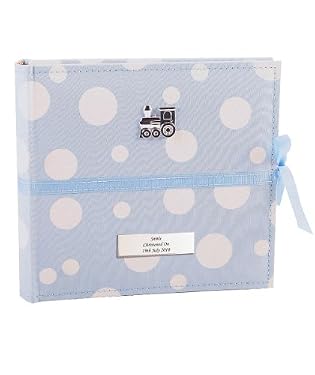 Personalised Boys Blue Polka Dot 'Christened On' Photo Album