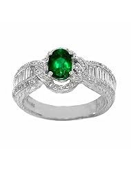 18K White Gold Emerald and Diamond Ring -- LIFETIME WARRANTY
