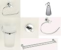Minima Solid Satin Chrome 6pc Bathroom Accessories Fittings Collection Sets [Includes a FREE Urban liquid soap dispenser] by Roper Rhodes