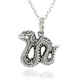 Sterling Silver Marcasite Snake Zodiac Pendant, 18