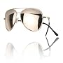 UB Silver Frame & Mirrored Lens Aviator w/ Drawstring Sunglass Pouch