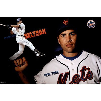 New York Mets (Carlos Beltran) Sports Poster- 24x36 custom fit with RichAndFramous Black 36 inch Poster Hangers