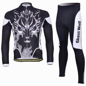 2013 GHOST WOLF Cycling Jersey Set Long Sleeve Jersey Tenacious Life/Perspiration Breathable by Isabelle's Store