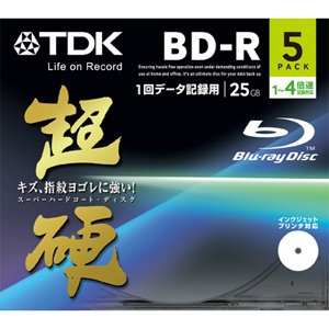 TDK データ用 4倍速対応BD-R　5枚パック　25GB　ワイドプリンタブル超硬 BRD25HCPWB5A
