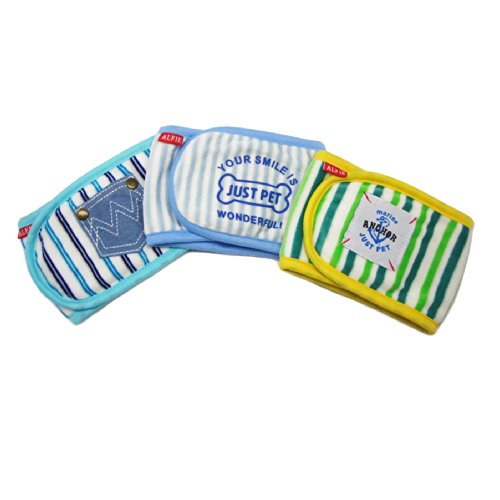 Alfie Pet by Petoga Couture - Gaki Belly Band 3-Piece Set - Size: M (for Boy Dogs)