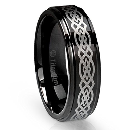 6MM Titanium Ring Wedding Band Black with Celtic Design