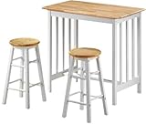 3 Piece 24" Mission Style Dining Bar Set - 1 Table, 2 Stools (Natural and W ....