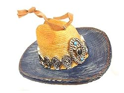 Denim Beaded Western Cowboy Hat Christmas Ornament