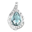 14K White Gold Aquamarine and Diamond Pendant