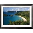 An Aerial View of a White Sand Beach and Small Islands in Blue Water Framed Photographic Poster Print by Raul Touzon, 45x33