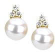 14K Yellow Gold Freshwater Cultured Pearl and Diamond Earrings