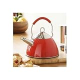 Retro yet Modern Red Enamel & Steel Whistling Kettle  from The Emporium Home